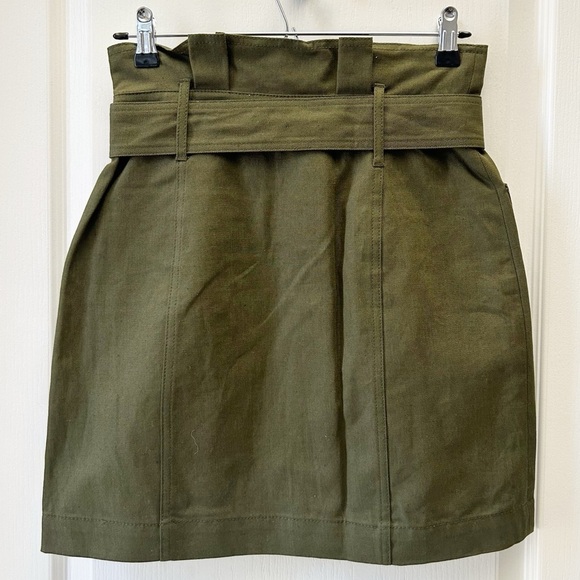 Banana Republic Heritage Paperbag Utility Skirt Mini Olive Green 2 Petite NEW - Picture 6 of 11